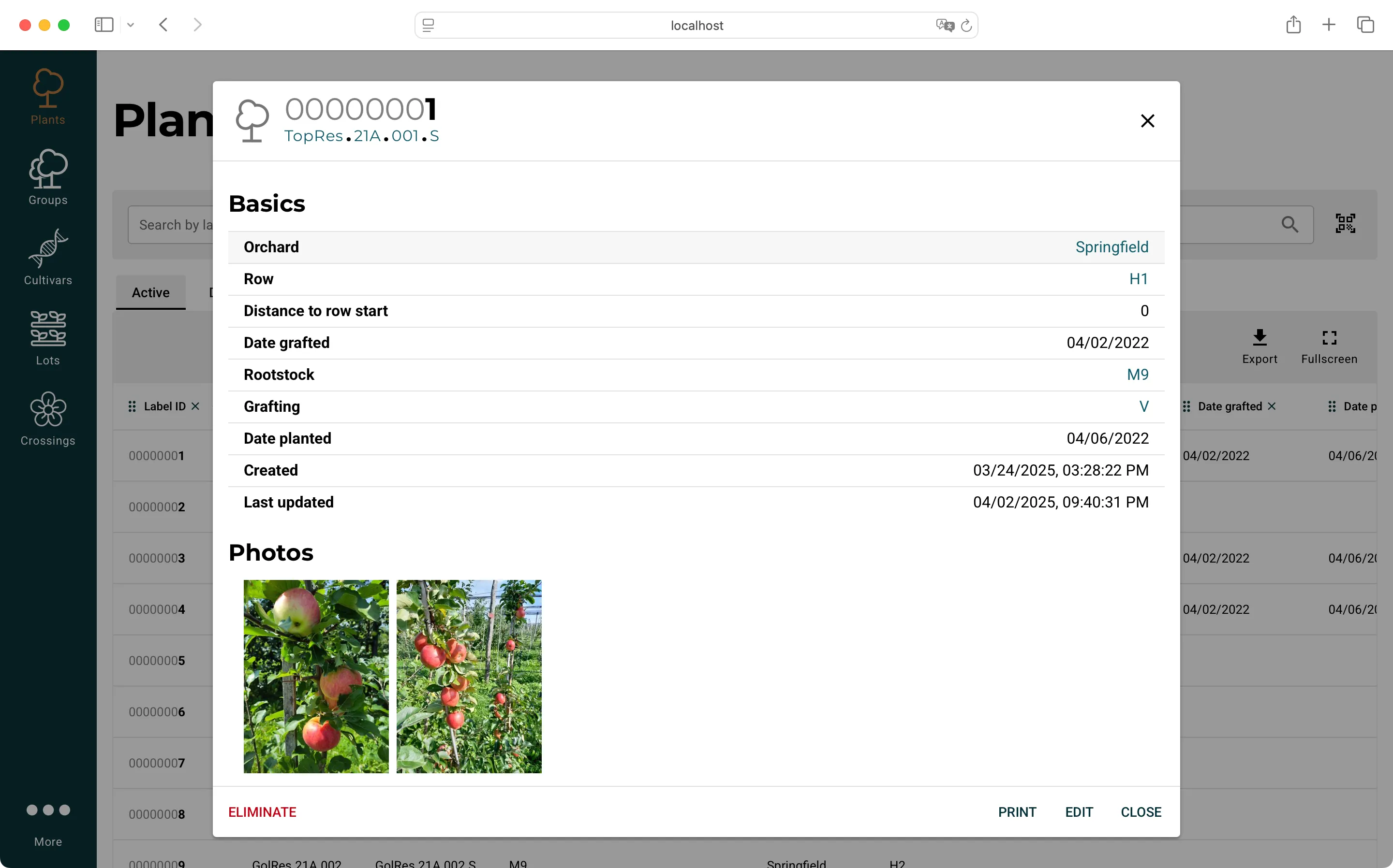 Screenshot of BreedersDB: Plant