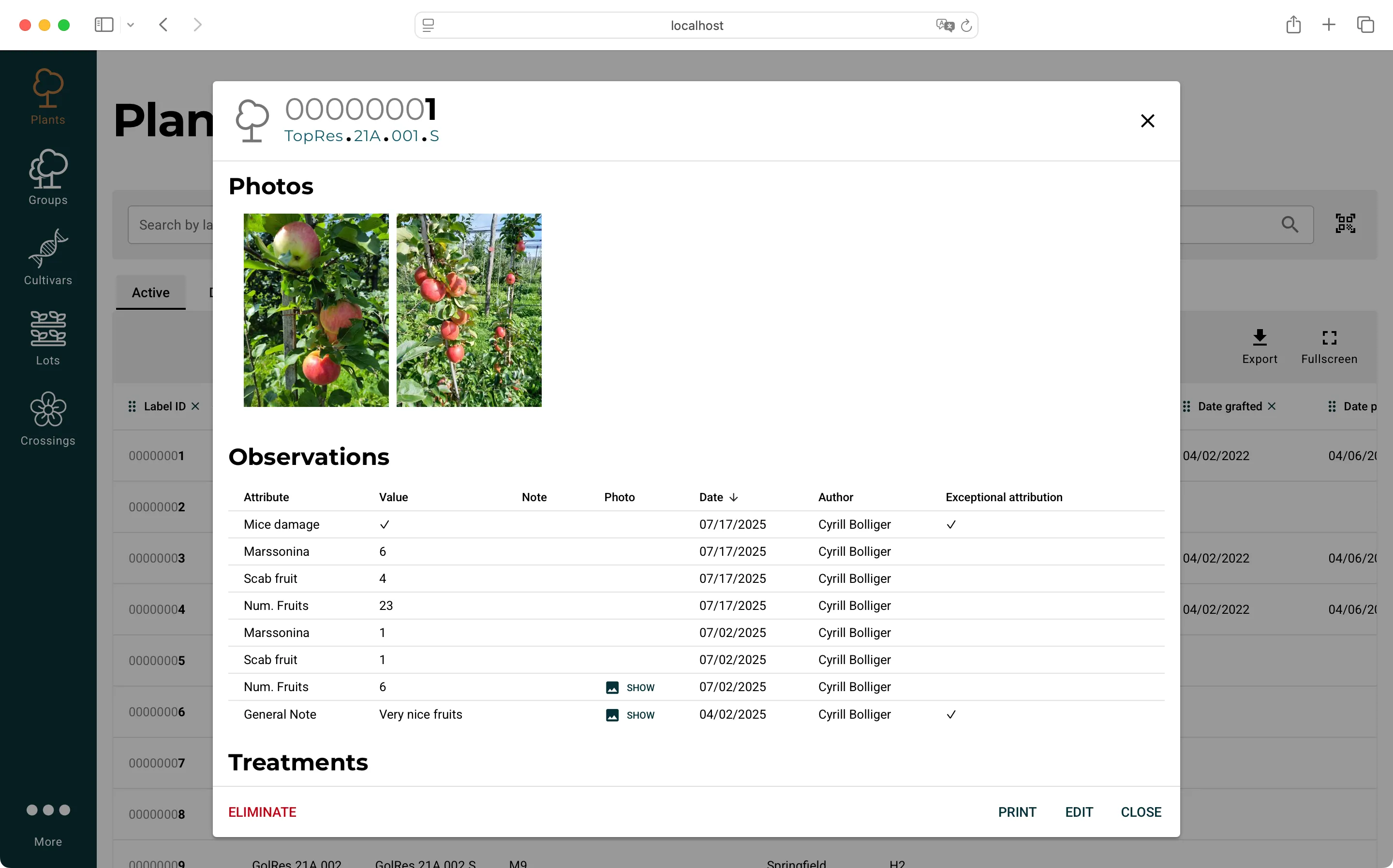 Screenshot of BreedersDB: Plant